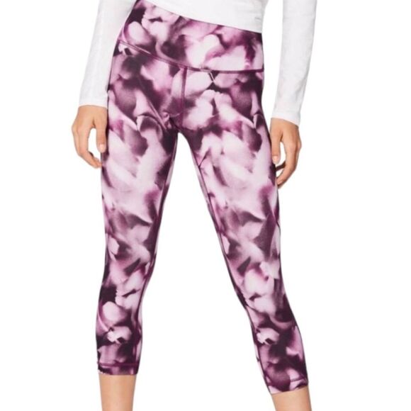 Lululemon Wunder Under High Rise Leggings Blush Blossom Alpine White Candy Sz 2‎ - Picture 1 of 9